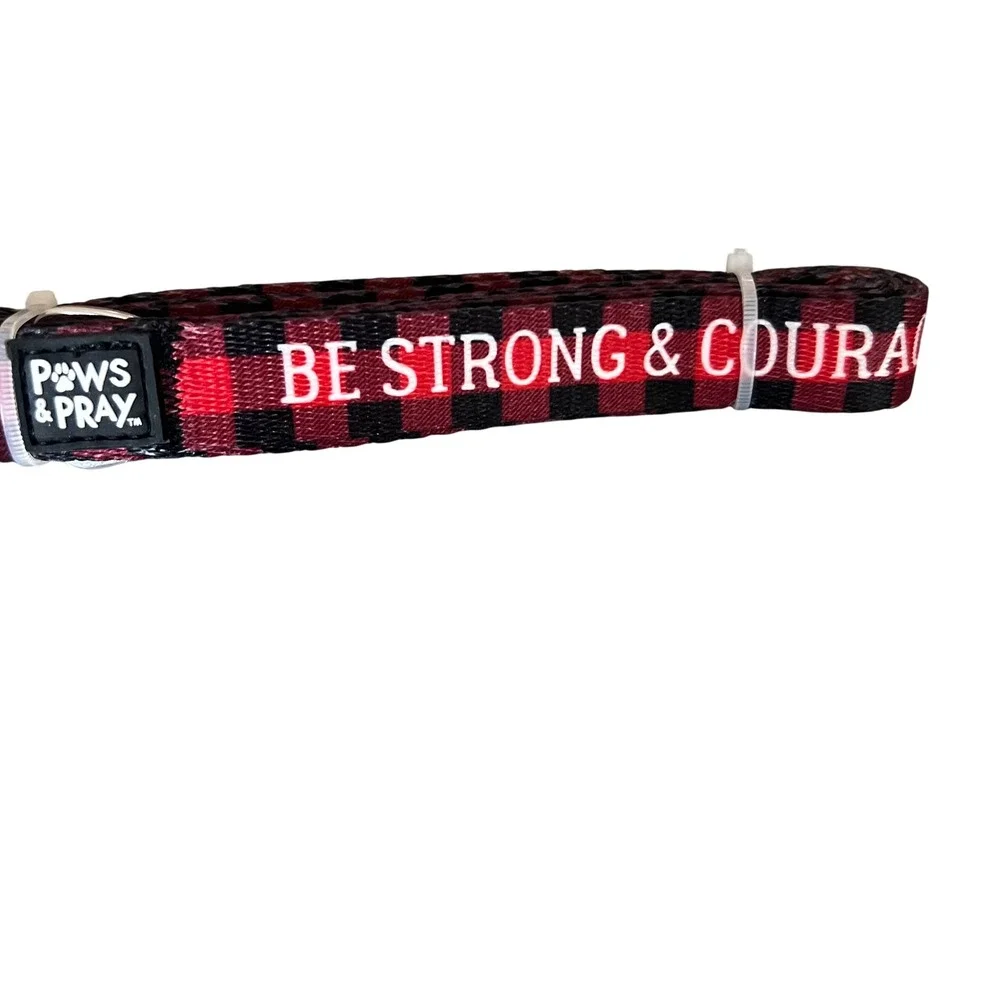 Kerusso Paws & Pray 5Ft Pet Leash Strong & Courageous‎ Red Gingham NWT